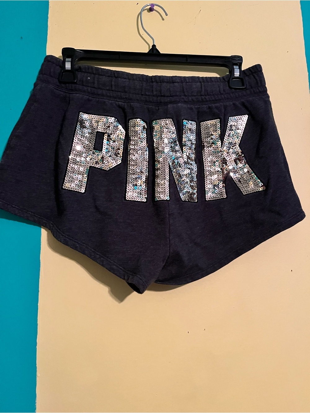 PINK Victoria's Secret Gray Bling Drawstring Shorts